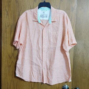 Tommy Bahama Shirt XL 100% Silk Resort Beach Button Short Sleeve Orange